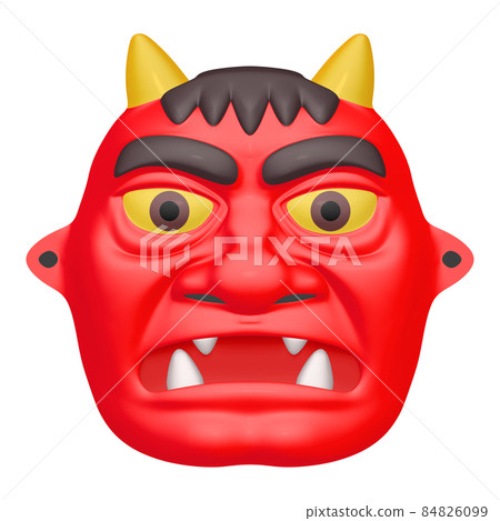 Illustration material of Setsubun, demon mask, strong mask, red 84826099