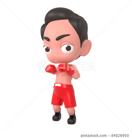 PSD File cute boxer Cartoon SD Model 3D render Character. 3d rendering. PNG File 84826950