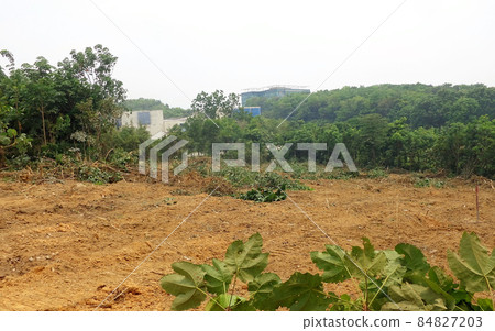 JOHOR, MALAYSIA -MARCH 5, 2021: Site clearing works and formation of building platforms for construction are underway. This work is done using heavy machinery. 84827203
