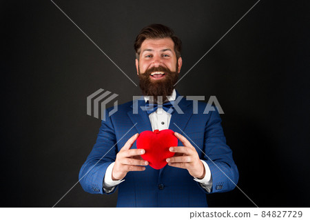 Best wishes from sincere heart. Businessman in bow tie. Best wishes from sincere heart. Businessman in bow tie. 84827729