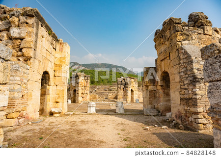Hierapolis ancient city ruins Pamukkale Turkey. UNESCO world heritage site 84828148