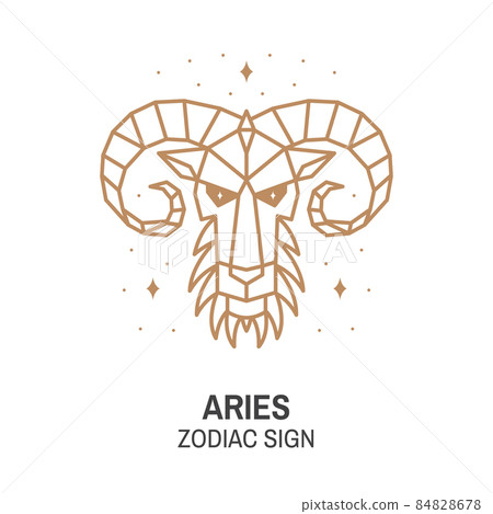Zodiac astrology horoscope sign aries linear design. Vector illustration. Elegant line art symbol or icon of aries esoteric zodiacal horoscope templates for logo or poster isolated on white background Zodiac astrology horoscope sign aries linear design. Vector illustration. Elegant line art symbol or icon of aries esoteric zodiacal horoscope templates for logo or poster isolated on white background 84828678