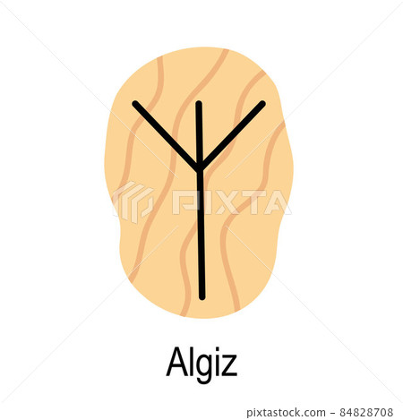 Old rune Algiz, ancient Scandinavian alphabet vector illustration, hand drawn typography, occult letters, mystical signs, esoteric concept Old rune Algiz, ancient Scandinavian alphabet vector illustration, hand drawn typography, occult letters, mystical signs, esoteric concept 84828708
