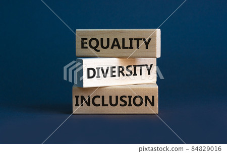 Diversity equality inclusion symbol. Concept words Diversity equality inclusion on wooden blocks on beautiful grey background. Diversity, business, inclusion and equality concept. 84829016