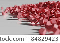 Many pink cubes fall on floor 84829423