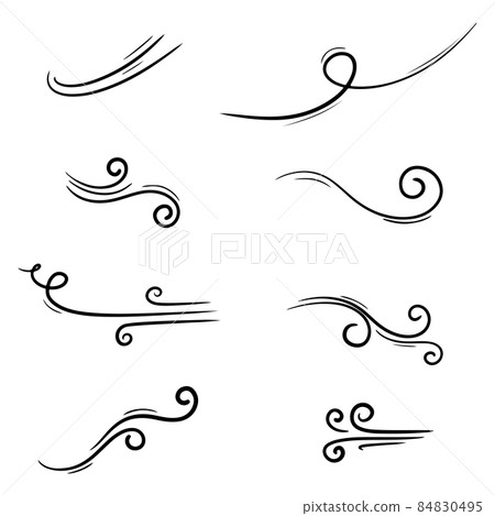 Doodle of wind gust isolated on a white background. hand drawn vector illustration. Doodle of wind gust isolated on a white background. hand drawn vector illustration. 84830495