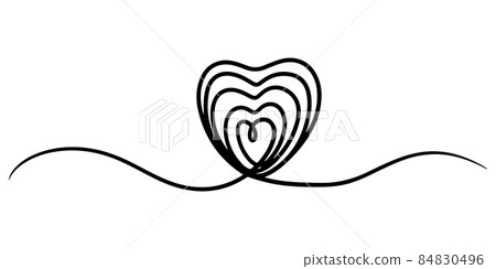 hand drawn heart with thin line, divider shape, Tangled grungy round scribble Isolated on white background. Vector illustration. 84830496