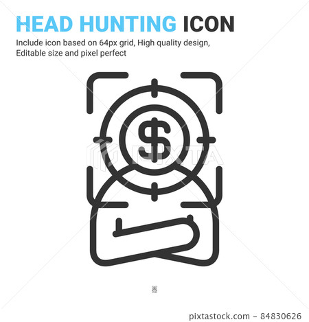 Head hunting icon vector with outline style isolated on white background. Vector illustration recruitment sign symbol icon concept for business, finance, industry, company, web, apps and project Head hunting icon vector with outline style isolated on white background. Vector illustration recruitment sign symbol icon concept for business, finance, industry, company, web, apps and project 84830626