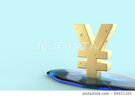 Puddle and Japanese Yen Mark 84831165