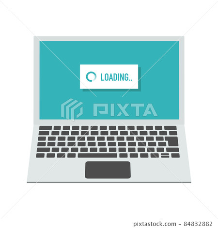 Laptop isometric vector illustration displaying loading screen Front facing Laptop isometric vector illustration displaying loading screen Front facing 84832882