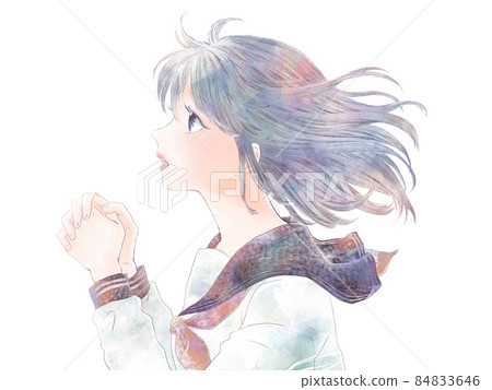 向上祈禱的女學生/正常 84833646