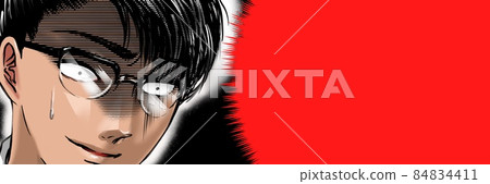 Manga handsome glasses office worker secret is bare face pale face cold sweat does not stop face do-up illustration 84834411