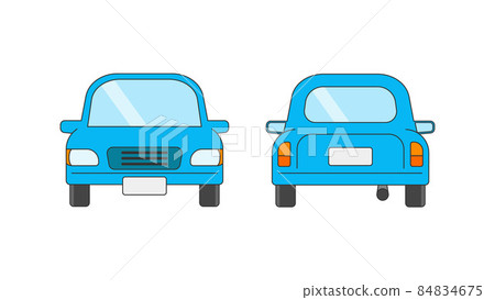 轎車型車,正面和背面的插圖 轎車型車,正面和背面的插圖 84834675