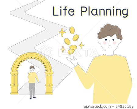Men thinking about financial plans and life plans Men thinking about financial plans and life plans 84835192