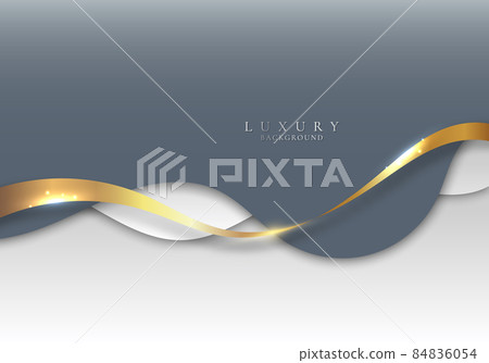 Abstract elegant background white and gray curved shape with golden line ribbon luxury paper cut style Abstract elegant background white and gray curved shape with golden line ribbon luxury paper cut style 84836054