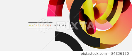 Round shapes circles and other geometric forms. Vector illustration for wallpaper banner background card or landing page Round shapes circles and other geometric forms. Vector illustration for wallpaper banner background card or landing page 84836120