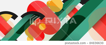 Geometric shapes composition abstract background. Circles lines and rectangles. Vector illustration for wallpaper banner background or landing page Geometric shapes composition abstract background. Circles lines and rectangles. Vector illustration for wallpaper banner background or landing page 84836630