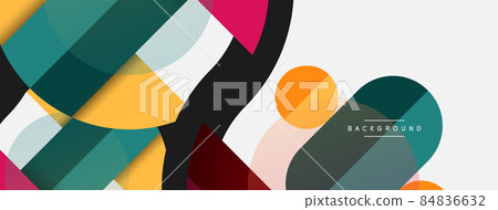 Geometric shapes composition abstract background. Circles lines and rectangles. Vector illustration for wallpaper banner background or landing page 84836632