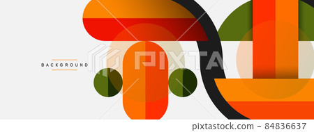 Geometric shapes composition abstract background. Circles lines and rectangles. Vector illustration for wallpaper banner background or landing page Geometric shapes composition abstract background. Circles lines and rectangles. Vector illustration for wallpaper banner background or landing page 84836637