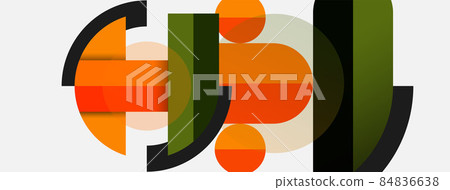 Geometric shapes composition abstract background. Circles lines and rectangles. Vector illustration for wallpaper banner background or landing page Geometric shapes composition abstract background. Circles lines and rectangles. Vector illustration for wallpaper banner background or landing page 84836638