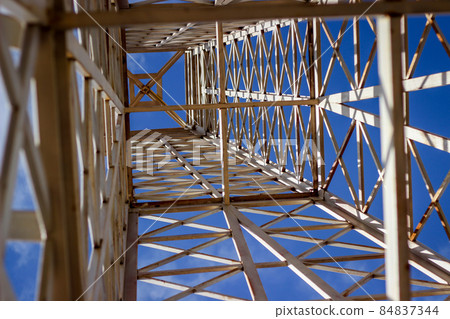 The steel structure of the columns taken from the bottom up. 84837344