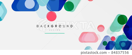 Color bubbles and rounded geometric shapes on white. Vector geometric minimal abstract background for wallpaper, banner, background, landing page Color bubbles and rounded geometric shapes on white. Vector geometric minimal abstract background for wallpaper, banner, background, landing page 84837556