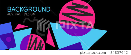Abstract background. Blocks, lines, triangles, circles composition. Techno or business concept for wallpaper, banner, background, landing page 84837642