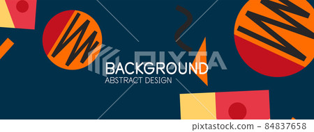 Abstract background. Blocks, lines, triangles, circles composition. Techno or business concept for wallpaper, banner, background, landing page 84837658