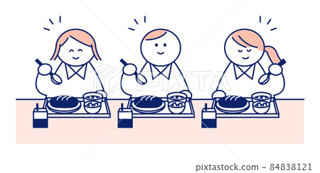 一個孩子吃午飯的插圖 一個孩子吃午飯的插圖 84838121