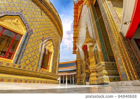 Beautiful golden arts and architecture of Ratchabophit temple the heritage ancient place in Bangkok, Thailand 84840688