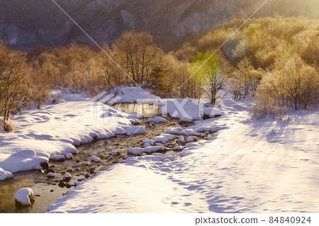 Snow country morning Winter morning scenery Snow country morning Winter morning scenery 84840924