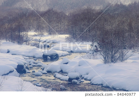 Snow country morning Winter morning scenery Snow country morning Winter morning scenery 84840977