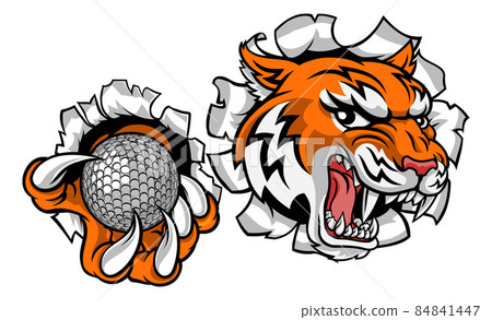 Tiger Golf Ball Player Animal Sports Mascot Tiger Golf Ball Player Animal Sports Mascot 84841447