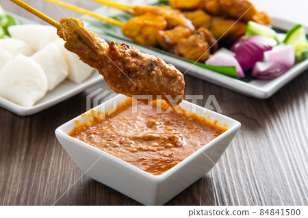 Malaysian satay with delicious peanut sauce. 84841500