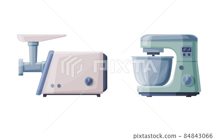 Meat Grinder and Stand Mixer as Home or Household Electric Appliance Vector Set Meat Grinder and Stand Mixer as Home or Household Electric Appliance Vector Set 84843066