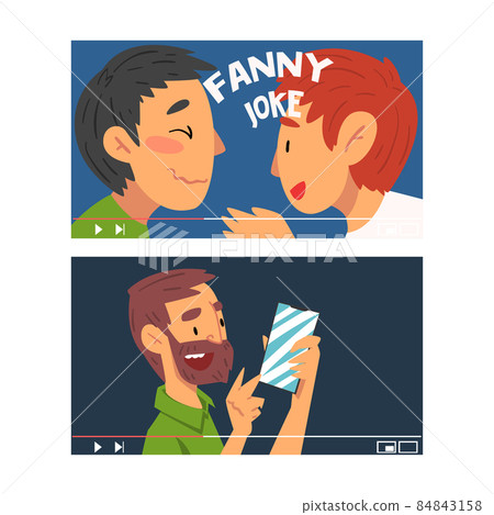 Man Vlogger Video Streaming in the Internet Making Vlog Vector Set Man Vlogger Video Streaming in the Internet Making Vlog Vector Set 84843158