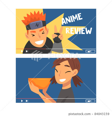 Man and Woman Vlogger Video Streaming in the Internet Making Anime and Cooking Vlog Vector Set Man and Woman Vlogger Video Streaming in the Internet Making Anime and Cooking Vlog Vector Set 84843159