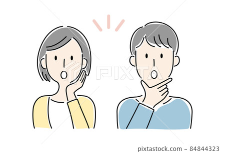 Hand-drawn style, surprised vector illustrations of men and women Hand-drawn style, surprised vector illustrations of men and women 84844323