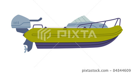 Motorboat or Speedboat as Watercraft or Swimming Water Vessel Vector Illustration Motorboat or Speedboat as Watercraft or Swimming Water Vessel Vector Illustration 84844609