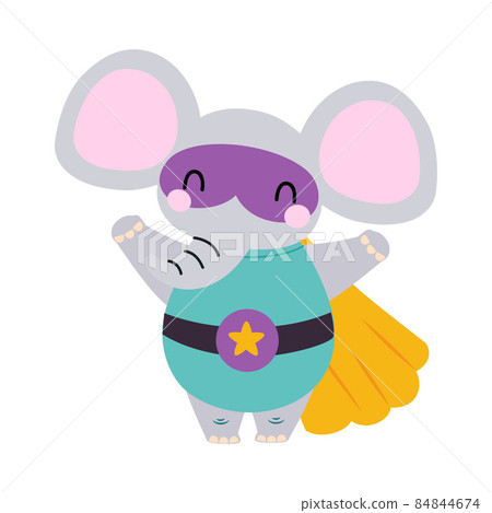 Elephant Animal Superhero Dressed in Mask and Cloak Vector Illustration Elephant Animal Superhero Dressed in Mask and Cloak Vector Illustration 84844674