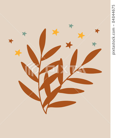 Vector illustration of branches and stars in the style of kids boho. Boho style nursery decoration. Vector illustration of branches and stars in the style of kids boho. Boho style nursery decoration. 84844675