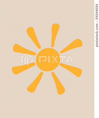 Vector illustration sun boho style. Cute hand drawn boho sun. Boho-style childrens room decoration. 84844684