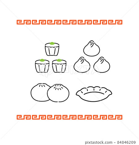 Simple dim sum set (shumai, dumplings, Chinese steamed buns, dumplings) 84846209
