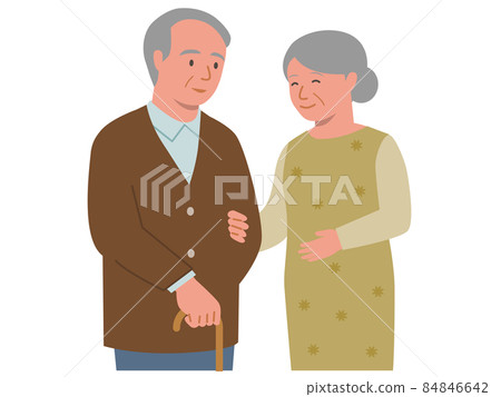 Vector illustration of an elderly couple with their arms crossed Vector illustration of an elderly couple with their arms crossed 84846642