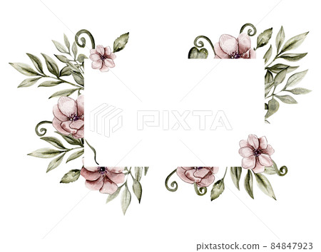 Watercolor vintage romantic flower frames - Stock Illustration ...