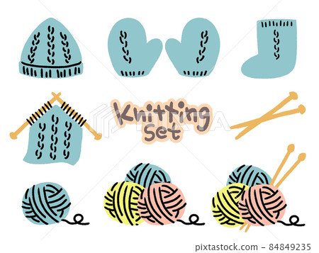Illustration material: Yarn ball / knitting set Illustration material: Yarn ball / knitting set 84849235