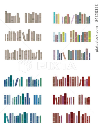 插圖素材：書架上擺放著 4 種不同柔和顏色的可愛書籍（僅限書籍） 84850338