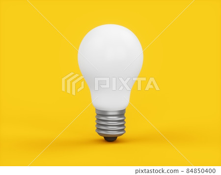 3D Rendering Light Bulb isolated on yellow background 84850400