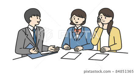 家長和孩子聽老師講故事的插畫素材 84851365