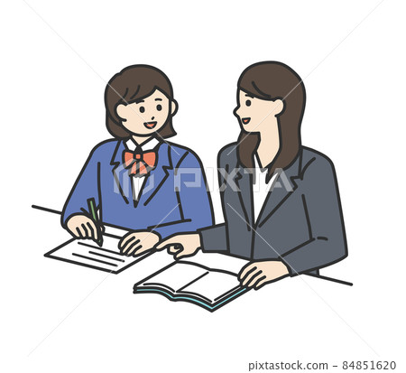 向老師學習學習的學生插畫素材 84851620